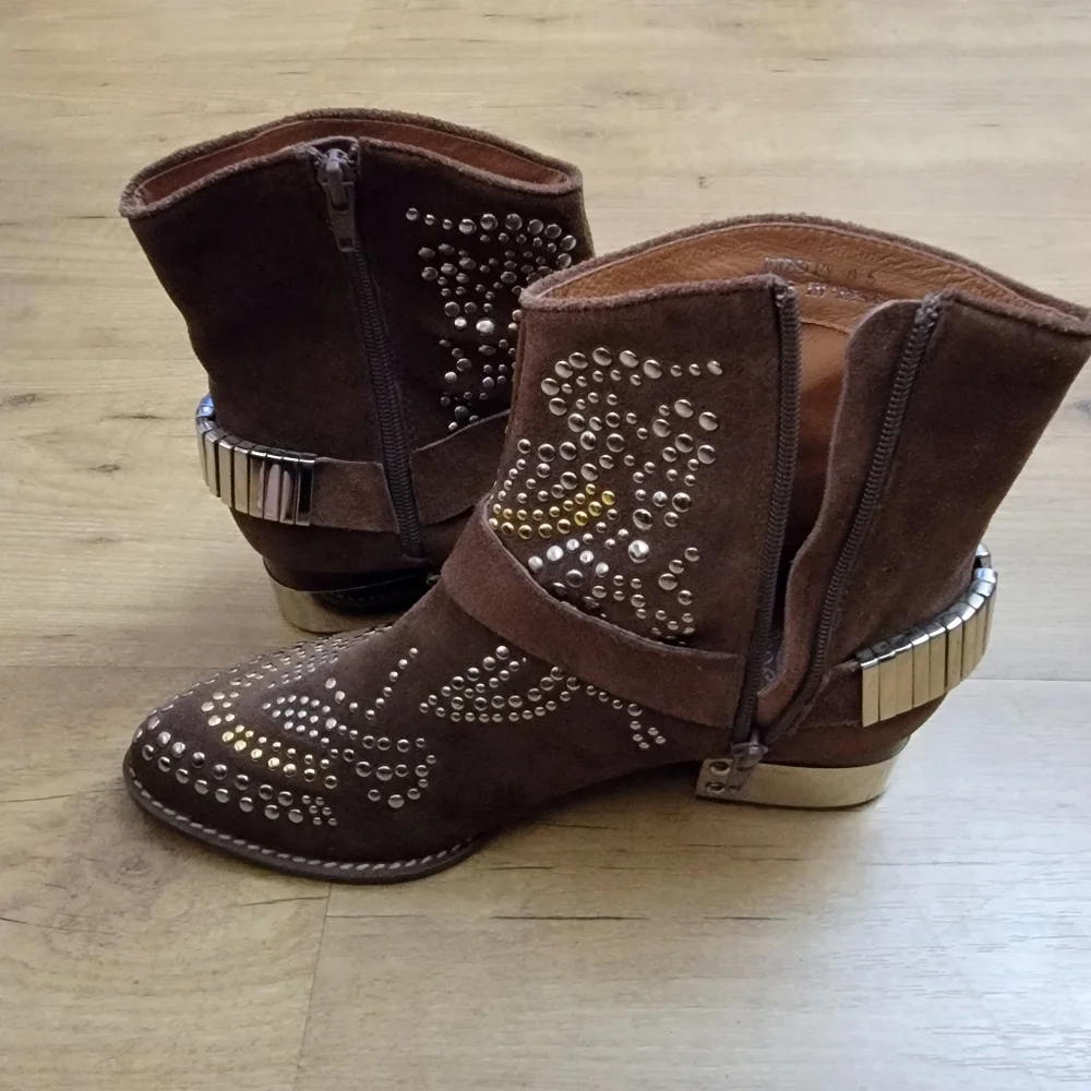 Jeffrey Campbell Suede Presley Studded Cowboy Boots - Picture 11 of 12